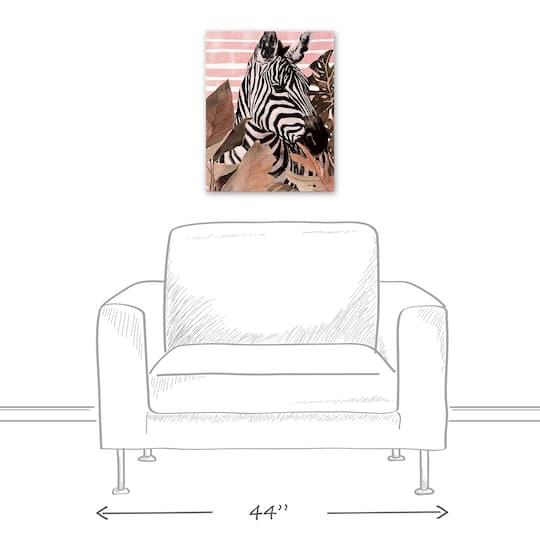 Zebra In Palms 16" x 20" Canvas Wall Art